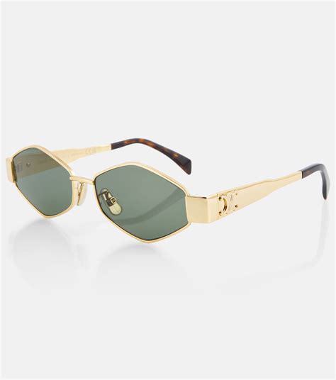 celine triomphe oval sunglasses gold|celine sunglasses women's.